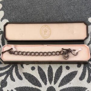 Juicy Couture Dark Metallic Heart Charm Bracelet
